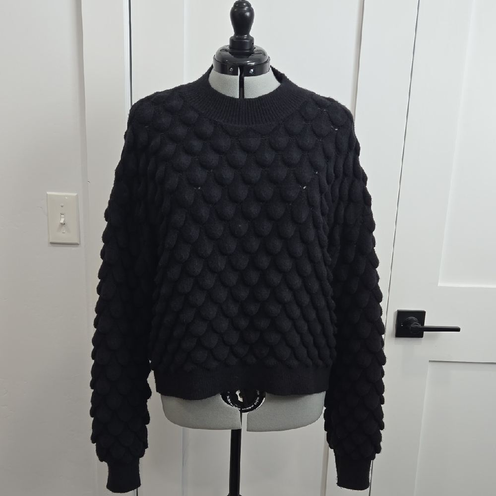 Disturbia Black Textured Crew Neck Sweater